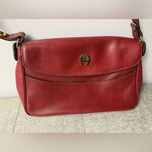 Etienne Aigner burgundy leather Shoulder Bag hand made
